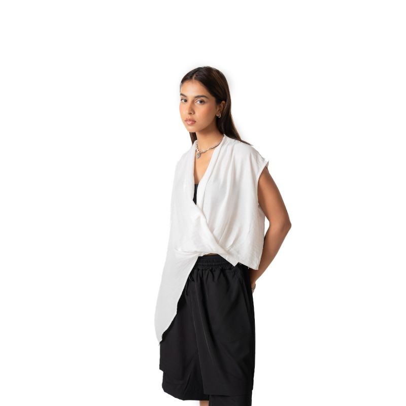 Loose Wrapped Asymmetric Top - White