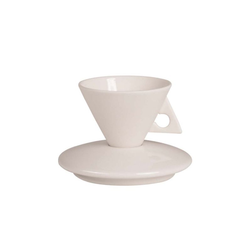Tornado Espresso Cup with Saucer - White