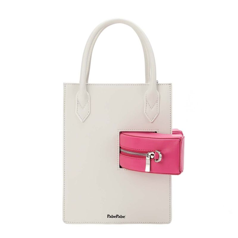 Coco Tote Shearling With C Bag - White/Pink