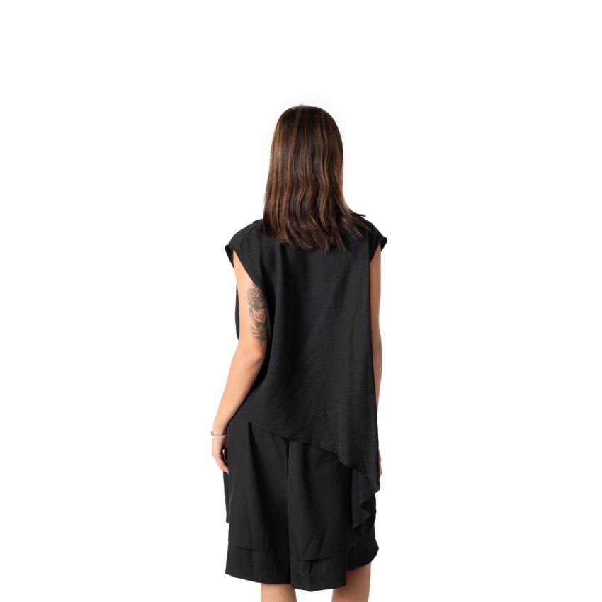 Loose Wrapped Asymmetric Top - Black