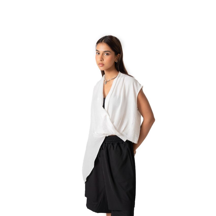 Loose Wrapped Asymmetric Top - White
