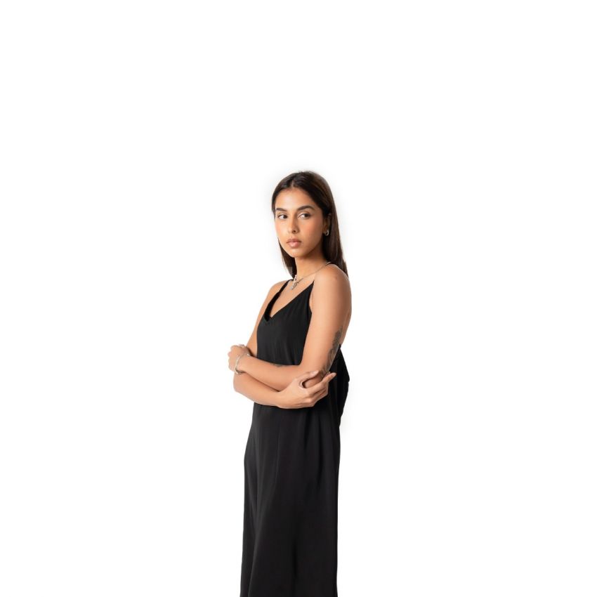 Silk Slip Maxi Dress - Black