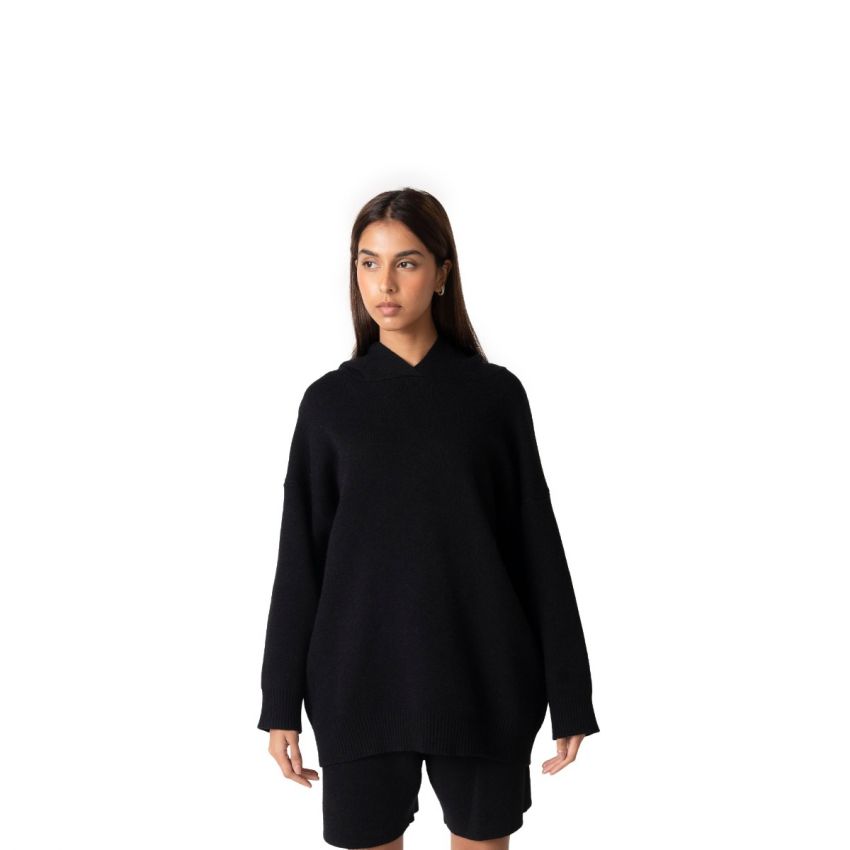 Comfy Drop Shoulder Hoodie - Black