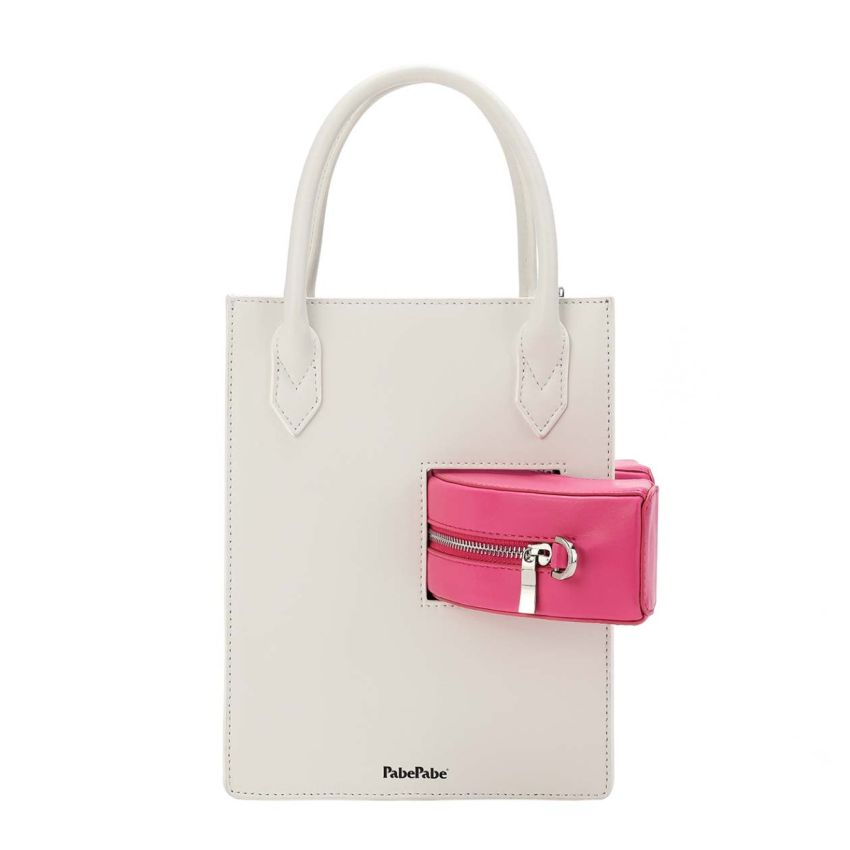 Coco Tote Shearling With C Bag - White/Pink