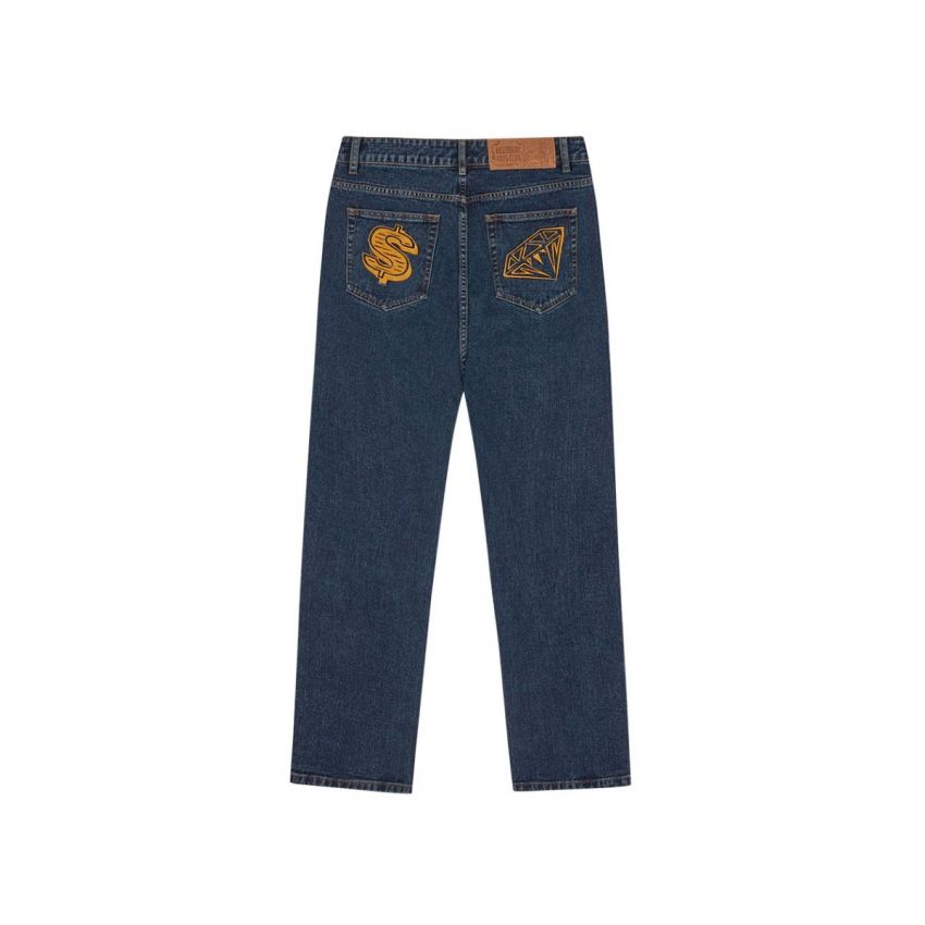 Diamond & Dollar Embroidered Denim Pants