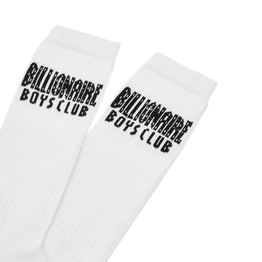 Straight Logo Socks - White