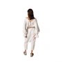 Crossover Back Linen Cropped Top - Greige
