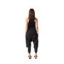 Crossover Layered Elasticated Hem Pants - Black