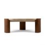 Travertine & Wood Center Table